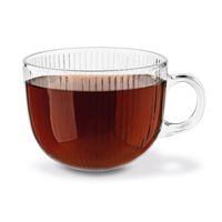 FILIŻANKA KUBEK SZKLANY TŁOCZONY DUŻY HERBATY KAWY TADAR JUMBO PASKI 450 ML