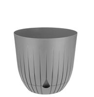 Doniczka donica plastikowa z podstawką 13 cm prążkowany wzór szary mat