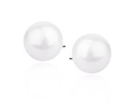 DELIKATNE SREBRNE KOLCZYKI WKRĘTKI JASNE PERŁY PEREŁKI 10MM KULKI KULECZKI