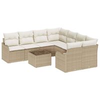 Zestaw Sof na Ogród 9 pcs Beżowy 55 x 55 x 37 cm Polirattan