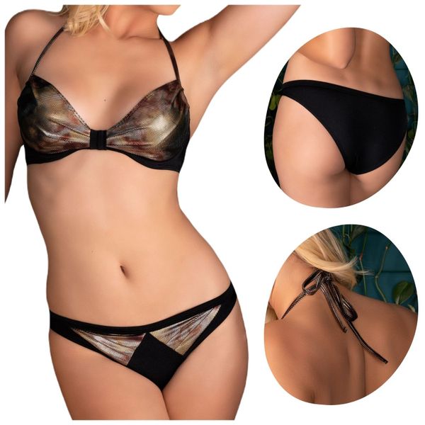 KOMPLET KĄPIELOWY BIKINI STRÓJ ZŁOTY M zdjęcie 1