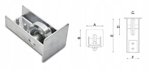 WÓZKI DO BRAMY PRZESUWNEJ 80x80 5 ROLKOWE TRWAŁE ROLKI STALOWE DO 600KG WDB na Arena.pl
