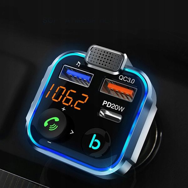 TRANSMITER FM BLUETOOTH SZYBKA ŁADOWARKA QC USB PD zdjęcie 13