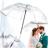PARASOL PRZEZROCZYSTY PARASOLKA PRZEZROCZYSTA NA ŚLUB DUŻA BIAŁA
