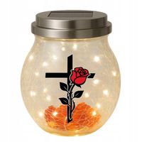 ZNICZ SOLARNY LED LAMPION NA GRÓB STATUETKA NA CMENTARZ RÓŻA KRZYŻ