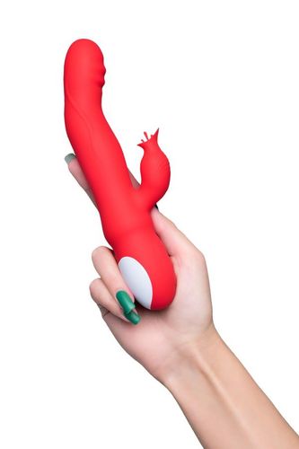 Jos Redli Vibrator With Moving Head, Silicone, Red, 21 Cm na Arena.pl