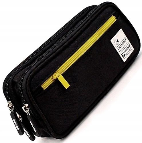 Piórnik dwukomorowy szkolny duży szkoła saszetka  C1_7_Czarny na Arena.pl