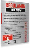 REGULAMIN PLACU ZABAW TABLICZKA INFORMACYJNA ALUMINIOWA