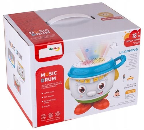 BĘBENEK MUZYCZNY INTERAKTYWNY OBROTOWY DLA DZIECI ŚWIATŁO ŚMIECH DZIECKA na Arena.pl