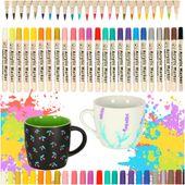 Markery Akrylowe Pisaki Wodoodporne 24szt do Kamieni Ubrań Flamastry Mazaki