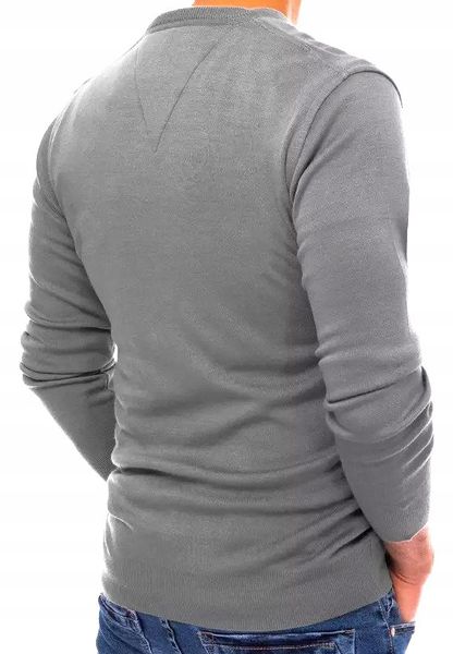 Sweter męski gładki szary w szpic serek M zdjęcie 3