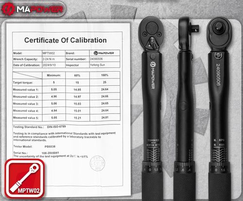 KLUCZ DYNAMOMETRYCZNY DO ROWERU 1/4' 2-24Nm CERTYFIKAT KALIBRACJI Z BLOKADĄ na Arena.pl