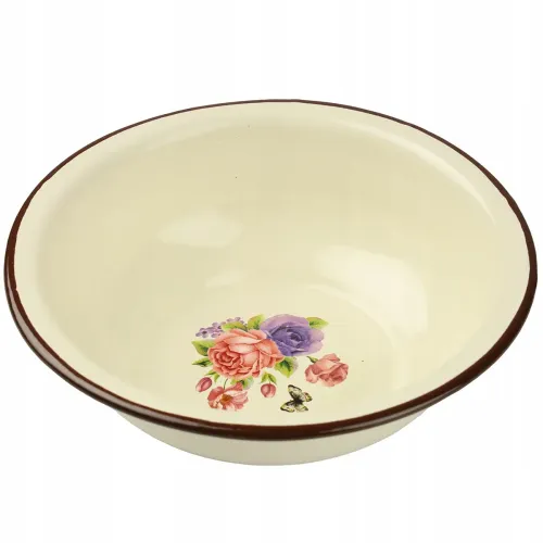 MISKA EMALIOWANA 18 CM NA ZUPĘ OWOCE WARZYWA EMALIA WZÓR KWIATY RETRO na Arena.pl