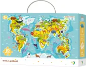 Puzzle obserwacyjne 80 elementów. Mapa świata zwierząt