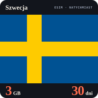 Karta eSIM Internet Szwecja 3 GB na 30 dni - bez rejestracji