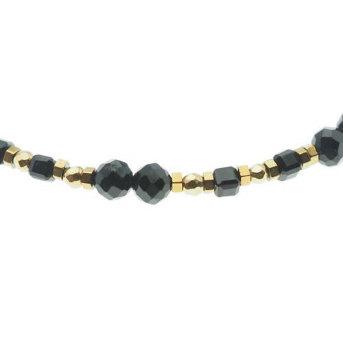 Bransoletka - cięty Turmalin czarny. Hematyt i srebro złocone 19 cm na Arena.pl