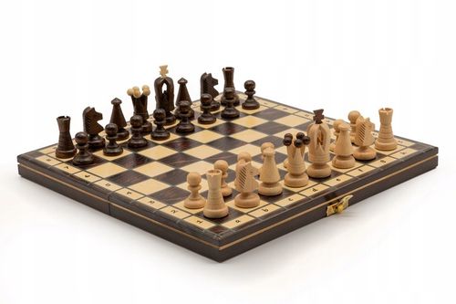 Szachy Królewskie intarsjowane druk brązowe/dąb-brzoza/ NOWOŚĆ/producent na Arena.pl