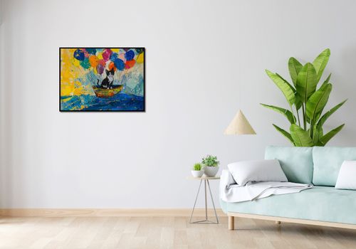 Plakat 80x60cm Kot na Łodzi na Arena.pl