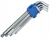 Klucze imbus 1.5-10 mm, 9 szt., długie, z kulką