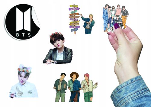 NAKLEJKI ETYKIETY NA ZESZYT NALEPKA Z POSTACIAMI KPOP BTS WZORY 6 SZT na Arena.pl