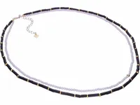 ELEGANCKI POZŁACANY SREBRNY NASZYJNIK NOC KAIRU FASETOWANE SZARE KRYSZTAŁKI