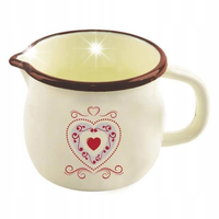 Kubek Emaliowany Kuchenny Garnek Garnuszek Kubeczek z Uchwytem 12cm Serce