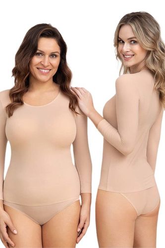 Koszulka CORIN Kylie 51770 z rękawem 3/4 gładka one size beżowa top basic na Arena.pl