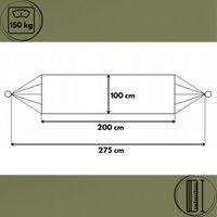 HAMAK OGRODOWY TURYSTYCZNY BOHO 100x200cm 150kg ARMY GREEN