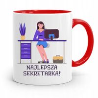 Kubek Czerwony Prezent Dla Najlepszej Sekretarki Z Nadrukiem Ze Zdjęciem