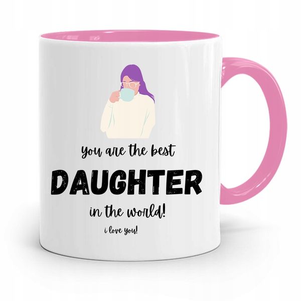Kubek Różowy Prezent Dla Córki Best Daughter Z Nadrukiem Ze Zdjęciem zdjęcie 1