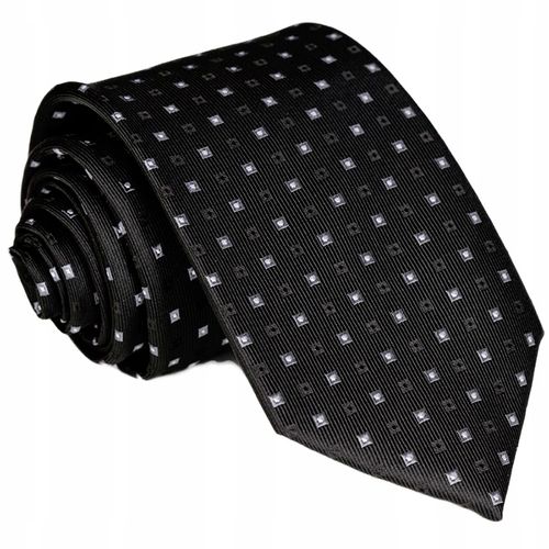 ŻAKARDOWY Krawat Klasyczny w Romby CZARNY rc254 na Arena.pl