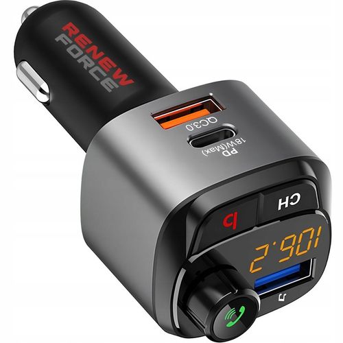 NAJMOCNIEJSZY Transmiter bluetooth FM samochodowy ładowarka 36W QC3.0 USB-C na Arena.pl