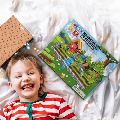MAGNETYCZNE KLOCKI KONSTRUKCYJNE CHATY KOSTKI 3D STEM DLA DZIECI 100EL na Arena.pl