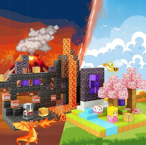 KLOCKI MAGNETYCZNE bloki MOCNE na magnes Zestaw 79 sztuk KLOCKÓW na Arena.pl