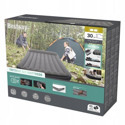 MATERAC DMUCHANY Z POMPKĄ USB ŁÓŻKO DO SPANIA 203 x 152 CM BESTWAY 671BS na Arena.pl