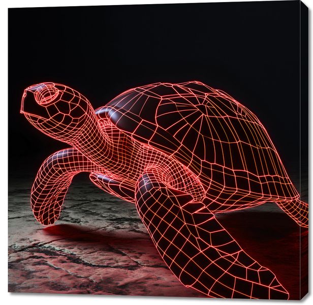Obraz 100x100cm Neonowy Żółw zdjęcie 1