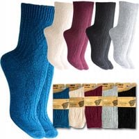 CIEPŁE skarpety damskie WEŁNIANE ANGORA naturalne bezuciskowe TERMO 39-42