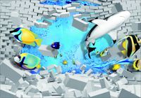FOTOTAPETA dziura cegła ryby okno 3D na wymiar