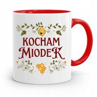 Kubek Czerwony Pszczelarza Kocham Miodek Prezent Z Nadrukiem Ze Zdjęciem