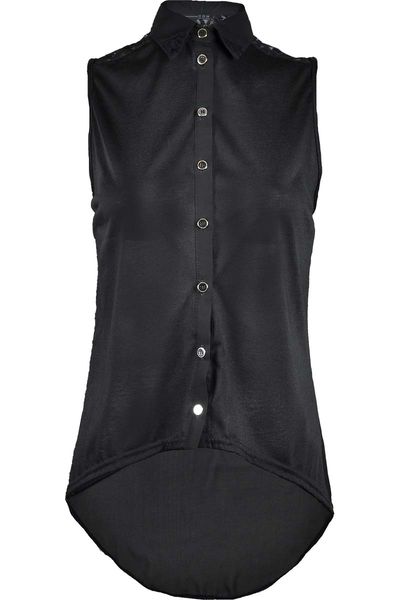 Bluzka, koronka, szyfon, czarna - 34 / XS zdjęcie 1