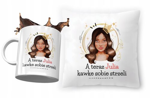 Zestaw Dla Juli Poduszka + Kubek Na Prezent Z Nadrukiem Ze Zdjęciem na Arena.pl