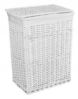 KOSZ WIKLINOWY NA PRANIE BIELIZNĘ ZABAWAKI BIAŁY Z POKRYWĄ KUFER BIAŁY XL