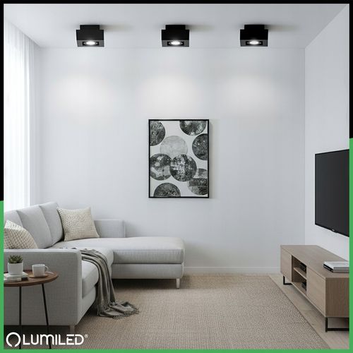 Oprawa Halogenowa Natynkowa Lampa Sufitowa Kwadratowa Ruchoma Czarna na Arena.pl