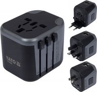 YATO ADAPTER PODRÓŻNY WTYCZKA PRZEJŚCIÓWKA Z ŁADOWARKĄ 2XUSB USA UK EU