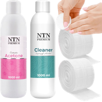 2x NTN Cleaner Do Paznokci Kosmetyczny Odtłuszczacz 1000ml + 1000x Waciki