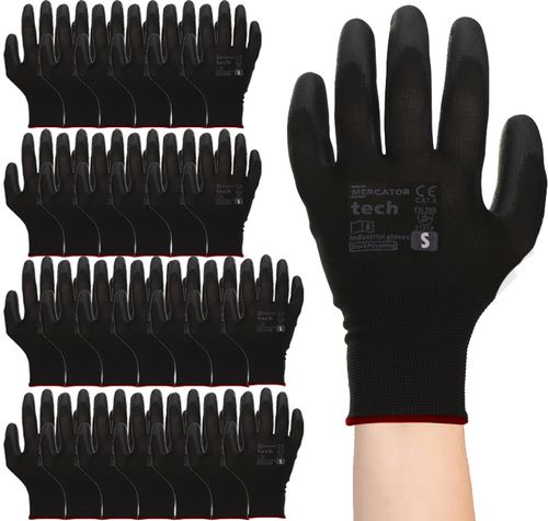 rękawice robocze mercator tech black+black pu - s - 120 par na Arena.pl