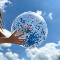 Piłka Plażowa Dmuchana Duża Cekinowa Na Basen 60Cm Niebieska