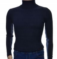 Sweter z golfem golf męski bawełniany dopasowany w prążek granatowy XXL 2XL