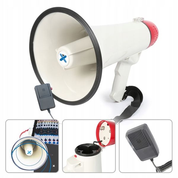 Megafon z mikrofonem i funkcją syreny szczekaczka zdjęcie 9