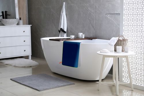 RĘCZNIK Z MIKROFIBRY 80x150 cm GRANATOWY zielona nitka NEW na Arena.pl